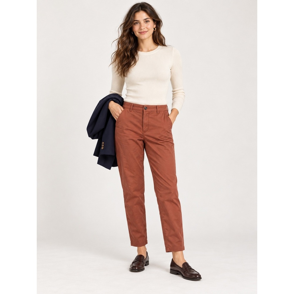 Loft The Monroe Slim Pants Terracotta Orange Chino Size 12 Q6
